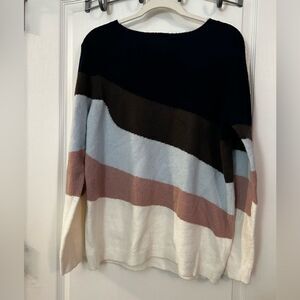 Promesa sweater colorblock stripe M/L top pullover long sleeve EUC